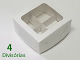 Caixa com Divisória para Docinhos, Caixa 4 Divisórias (Branca), Medida 8 X 7.5 X 4 cm