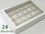 Caixa com Divisória para Docinhos, Caixa 24 Divisórias (Branca), Medida 22 X 16 X 4 cm