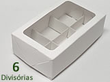 Caixa para Ovo de Páscoa, Caixa 6 Divisórias (Branca), Medida 12 X 7.5 X 4 cm