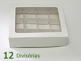Caixa com Divisória para Docinhos, Caixa 12 Divisórias (Branca), Medida 15 X 12 X 4 cm