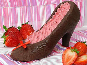 Formas de Chocolate com Silicone, Forma com Silicone Sapato Salto Alto Aberto 150g Ref.868 BWB, Medida 24 x 18.5 x 3.4 cm