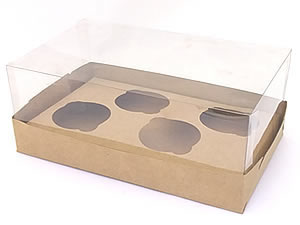 Caixa para Cupcakes, Caixa para 4 Mini Cupcakes Combo-48, Medida 17.6 X 11 X 9 cm