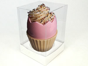 Caixa para Ovo de Páscoa,  Caixa para Ovo Cupcake de Chocolate 120g Ref.1265 BWB, Medida 10 X 10 X 15 cm