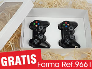 Formas de Chocolate Joystick Controle, Caixa Branca para 2 Joysticks MINI PlayStation Controle Video Game, Medida 20 x 13 x 5 cm