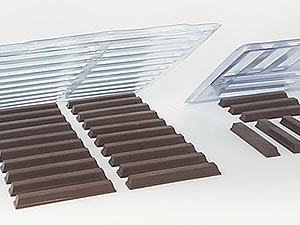 Formas de Chocolate Semiprofissional, Forma Semiprofissional SP 35 Tipo Kit Kat 14g Ref.3536 BWB, Medida 9.7 x 1.7 x 0.9 cm